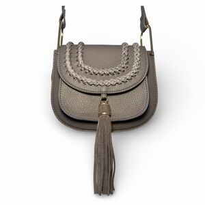 Elegant Gray Braided Tassel Shoulder Bag